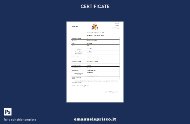 modello di certificato di nascita delle Barbados in stile verificato in formato 